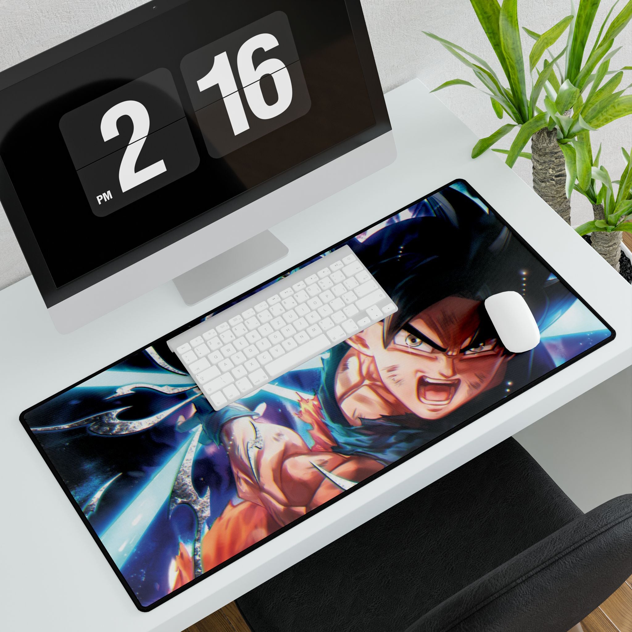 Anime Battle Desk Mat — Goku Energy Blast Gaming Mousepad