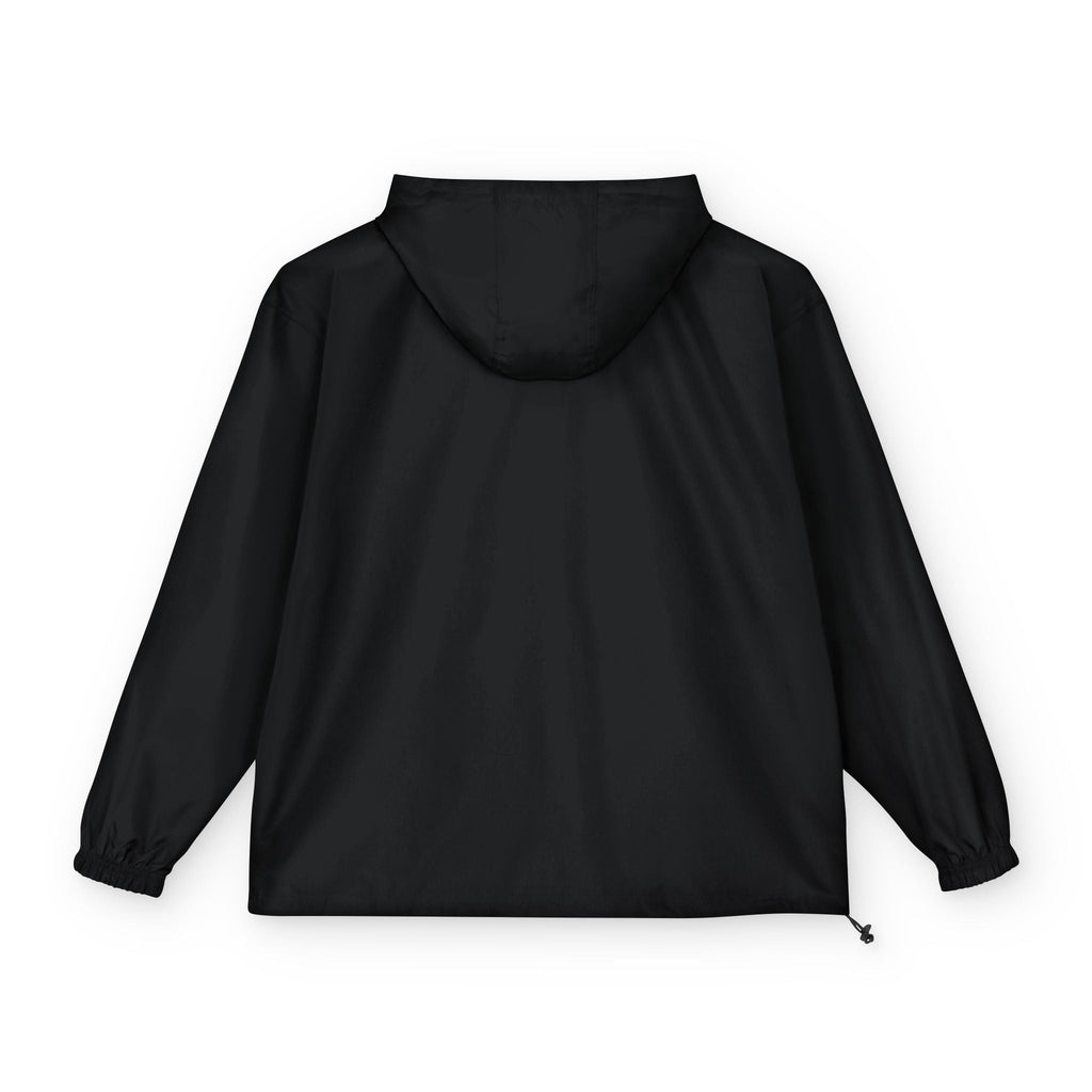 Champion Packable Anorak Jacket — Black Windbreaker with QRIS Chest Graphic - GrimmReaper24