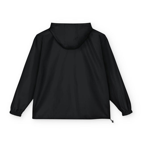 Champion Packable Anorak Jacket — Black Windbreaker with QRIS Chest Graphic - GrimmReaper24