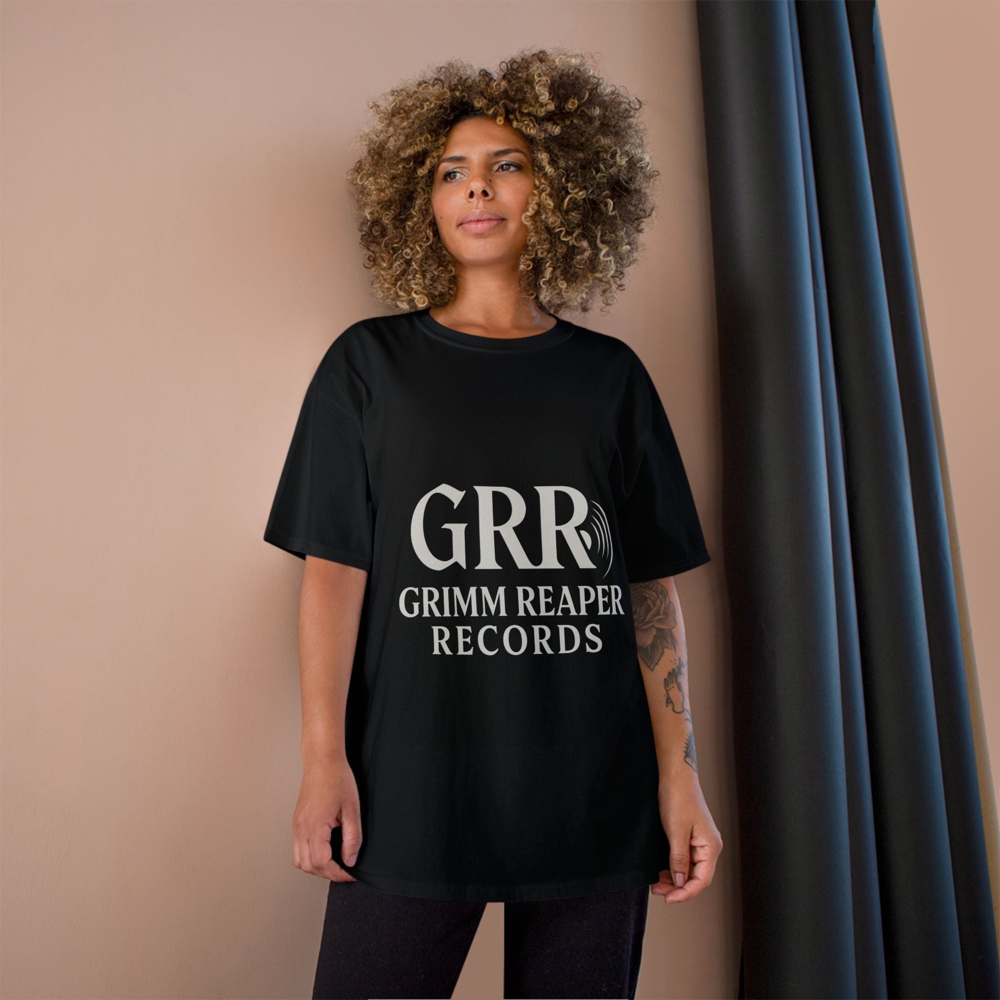 Grimm Reaper Records Champion T-Shirt – GRR Logo Music Tee - GrimmReaper24