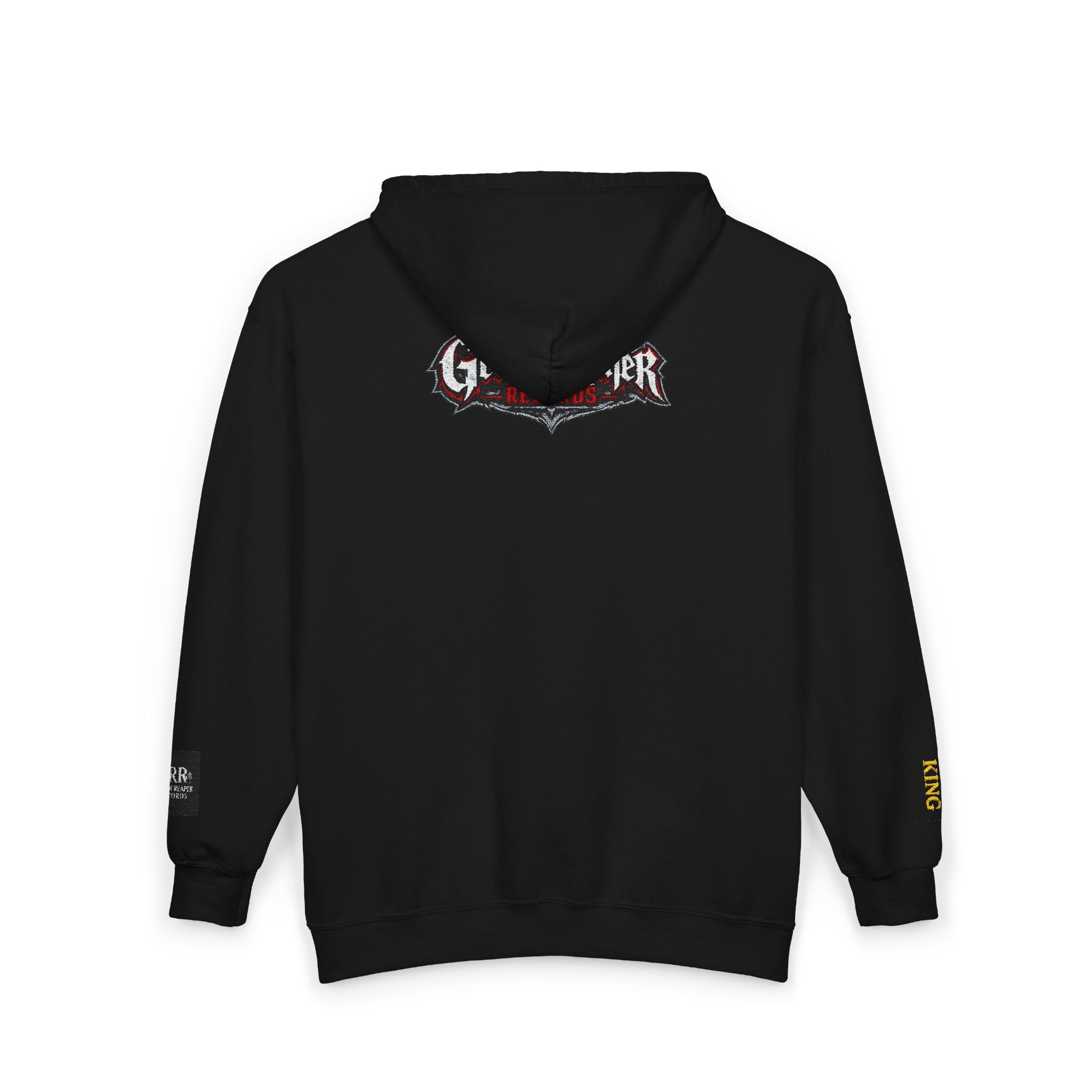 Grimm Reaper Records Zip Hoodie — Vintage Band Logo Full‑Zip Sweatshirt - GrimmReaper24