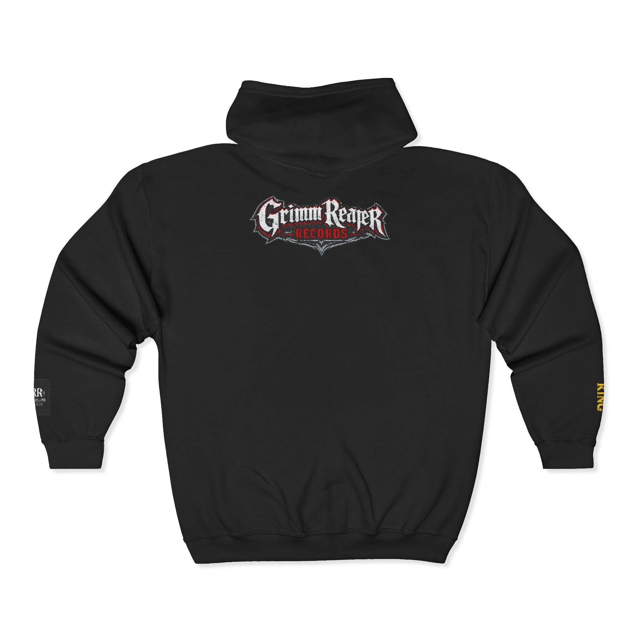 Grimm Reaper Records Zip Hoodie — Vintage Band Logo Full‑Zip Sweatshirt - GrimmReaper24