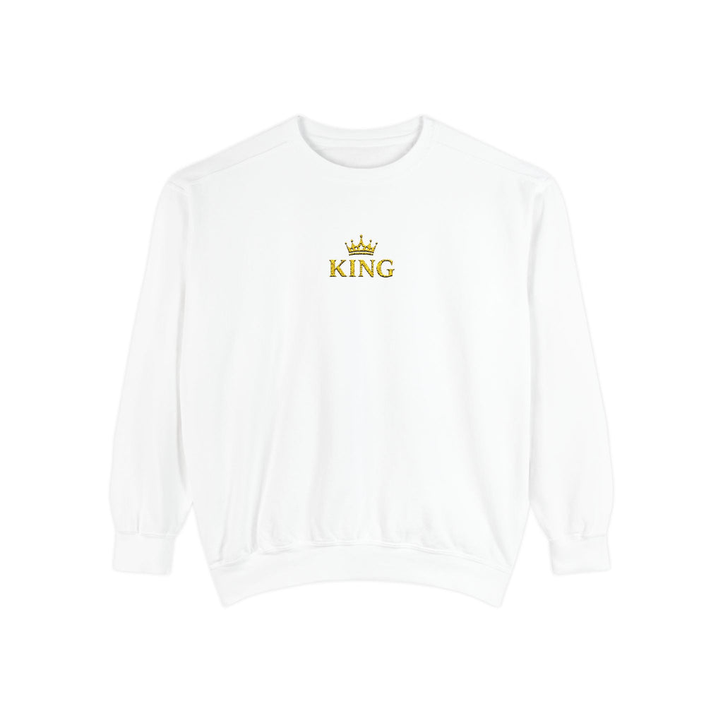 King Crown Sweatshirt — Minimal Gold "KING" Crewneck - GrimmReaper24