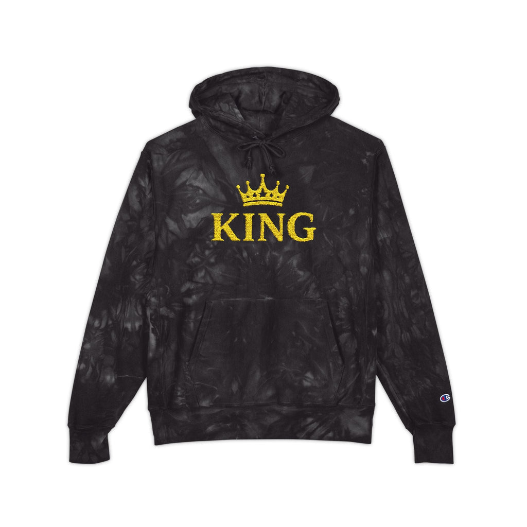 King Embroidered Hoodie — Black Tie - Dye Champion Style - GrimmReaper24
