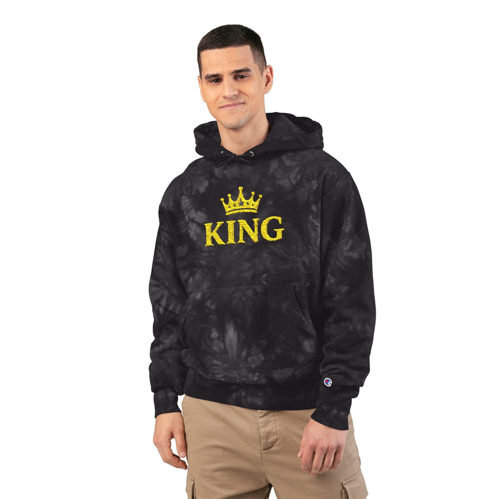 King Embroidered Hoodie — Black Tie - Dye Champion Style - GrimmReaper24